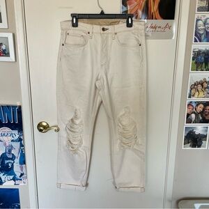 rag & bone Cream Distressed Boyfriend Jeans